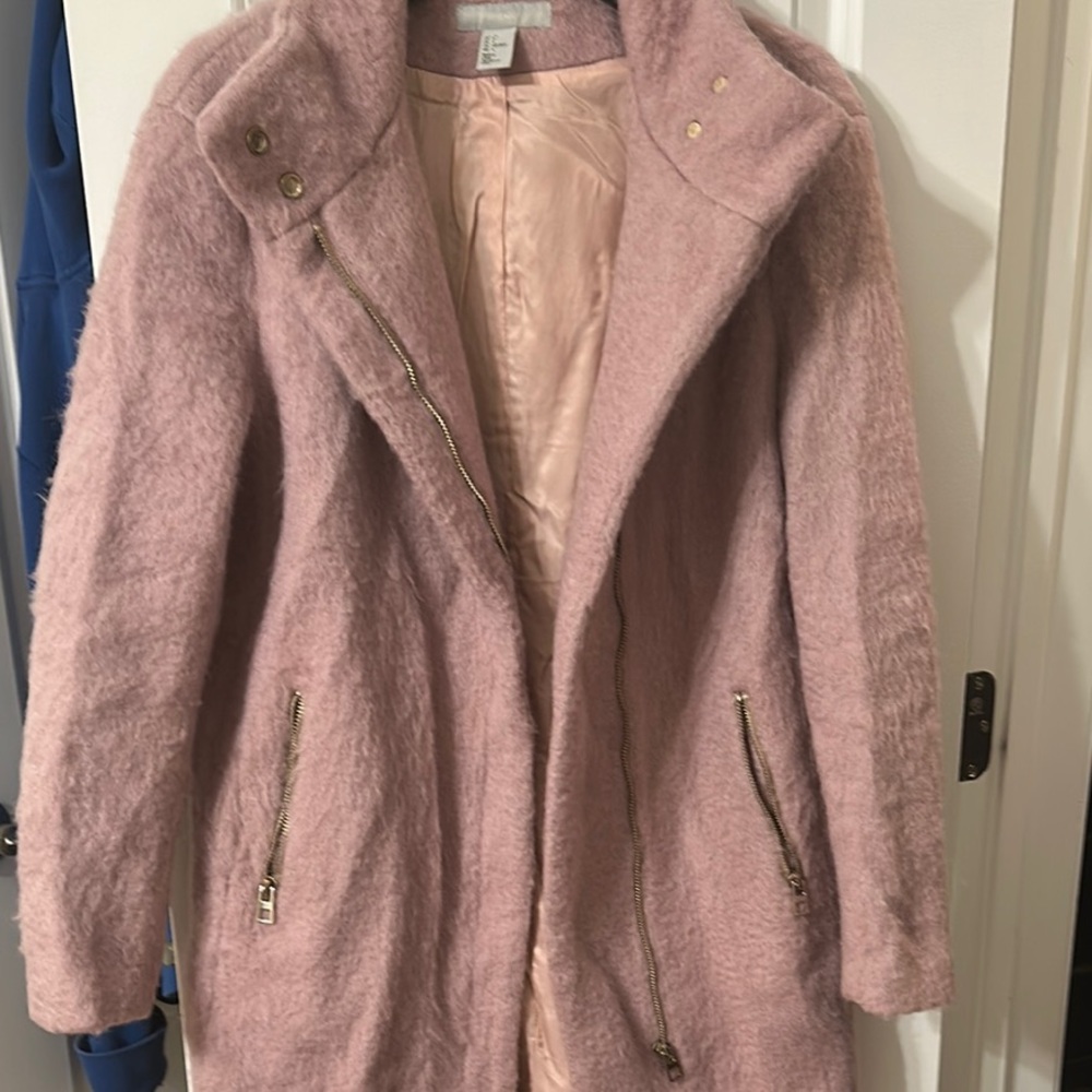 H&M Pink Teddy Jacket Cozy Faux Fur